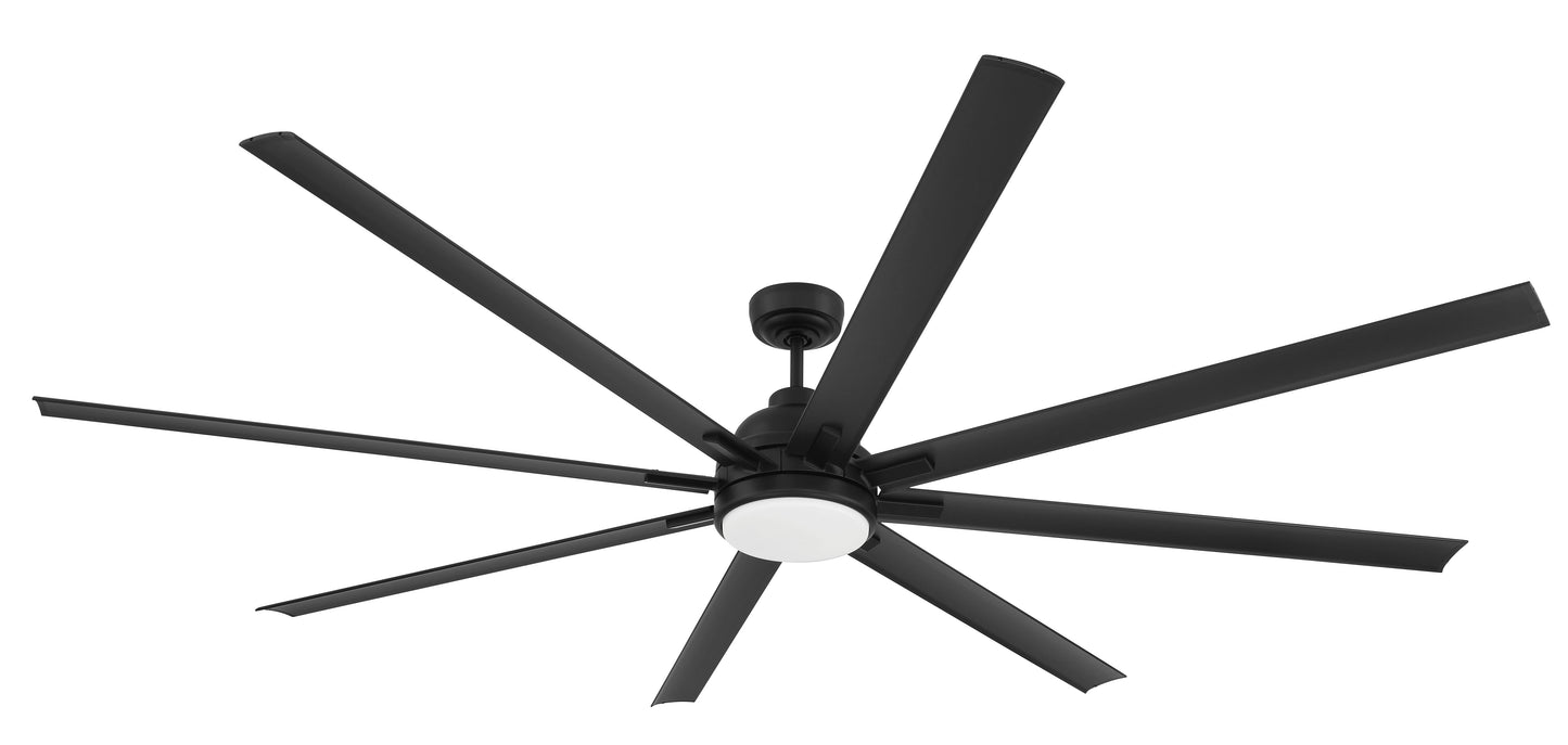 RSH84FB8-NWF - Rush 84" Ceiling Fan Wet Rated no Wifi 84" 8 Blade Indoor Outdoor Ceiling Fan with Light Kit - Flat Black