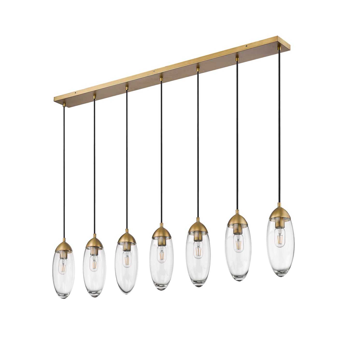 651P-7L-RB - Arden 7 Light Linear 54" Chandelier - Rubbed Brass