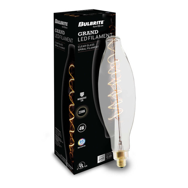 776306 - Grand Spiral Filament Olive Shaped Light Bulb - 60 Watt