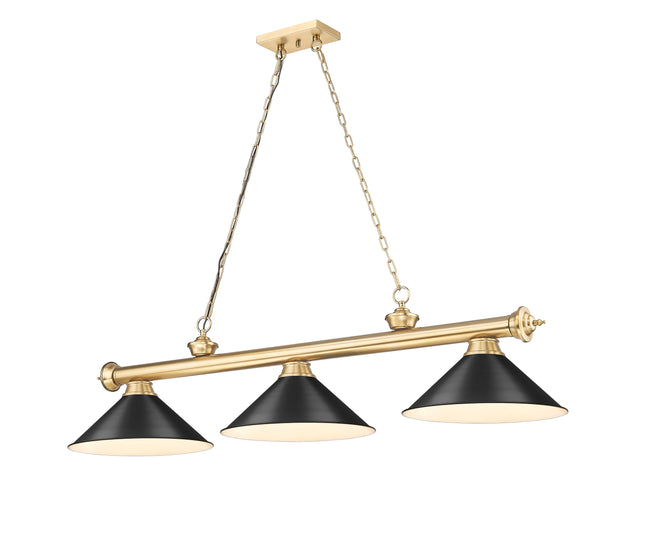 2306-3HBR-MB15 - Cordon 3 Light 57" Billiard - Heritage Brass