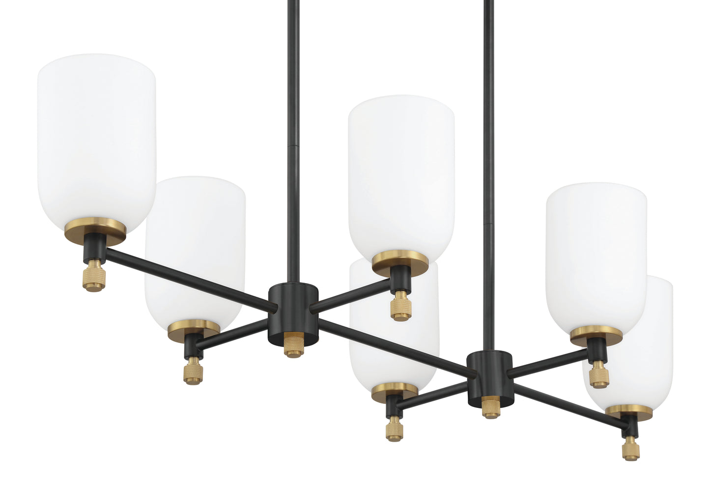 60376-FBSB - Council 6 Light 15" Wide Island Light - Flat Black / Satin Brass