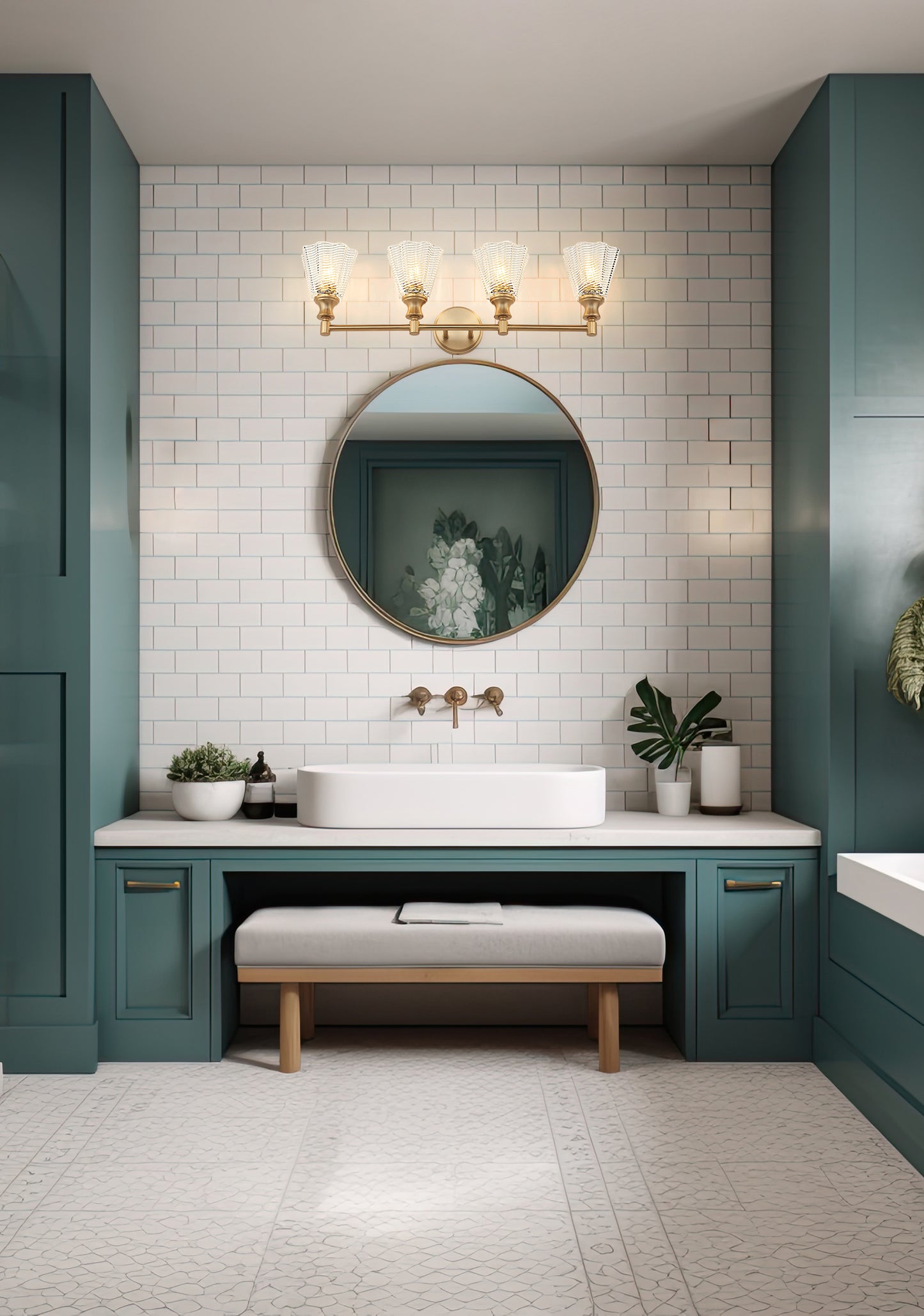 7704-4V-MGLD - Auden 4 Light 32" Vanity - Modern Gold