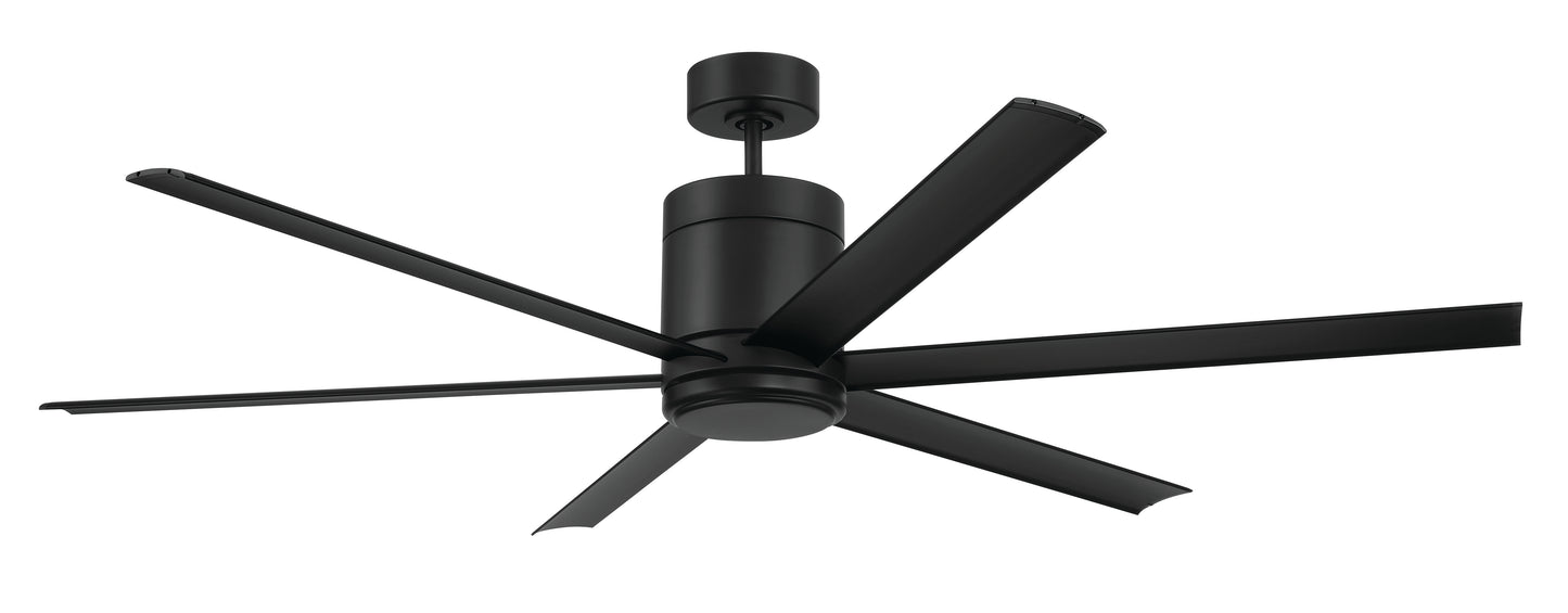 TTE65FB6 - Tate 65" 6 Blade Indoor Outdoor Ceiling Fan with Light Kit - Flat Black