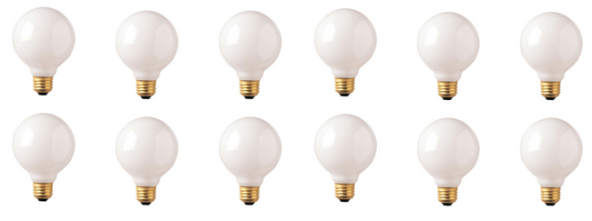 340025 - Dimmable White G30 Incandescent Light Bulb - 25 Watt - 2700K - 12 Pack