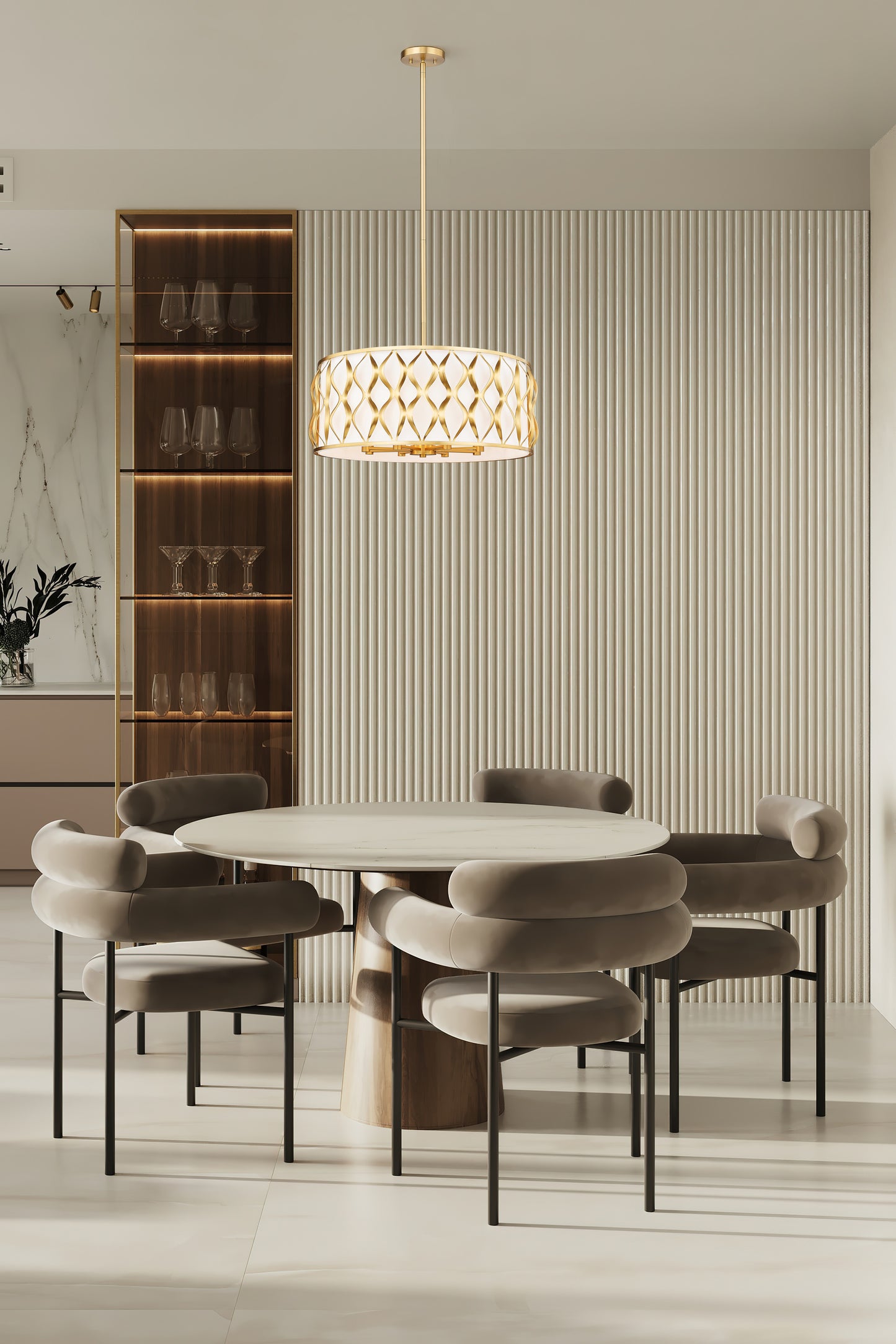1948P26-MGLD - Harden 8 Light 26" Pendant - Modern Gold