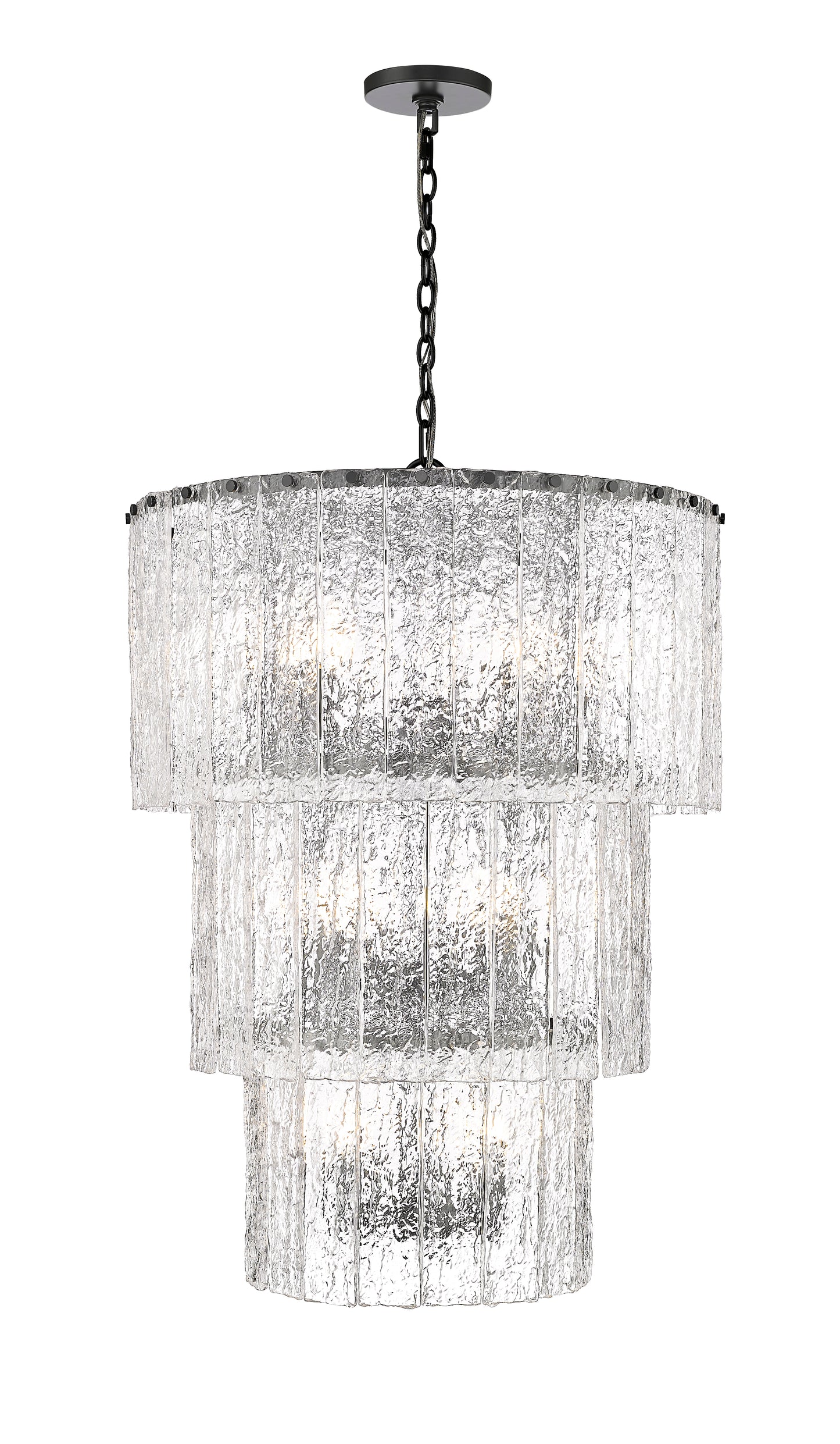 1943-36MB - Glacier 12 Light 28" Chandelier - Matte Black