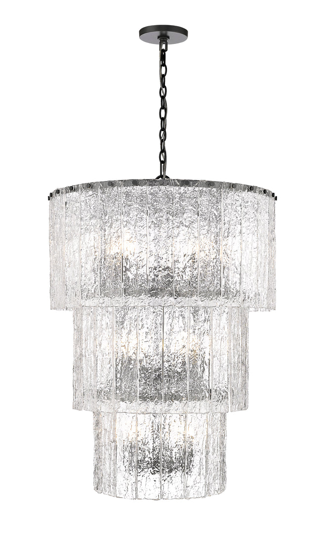 1943-36MB - Glacier 12 Light 28" Chandelier - Matte Black