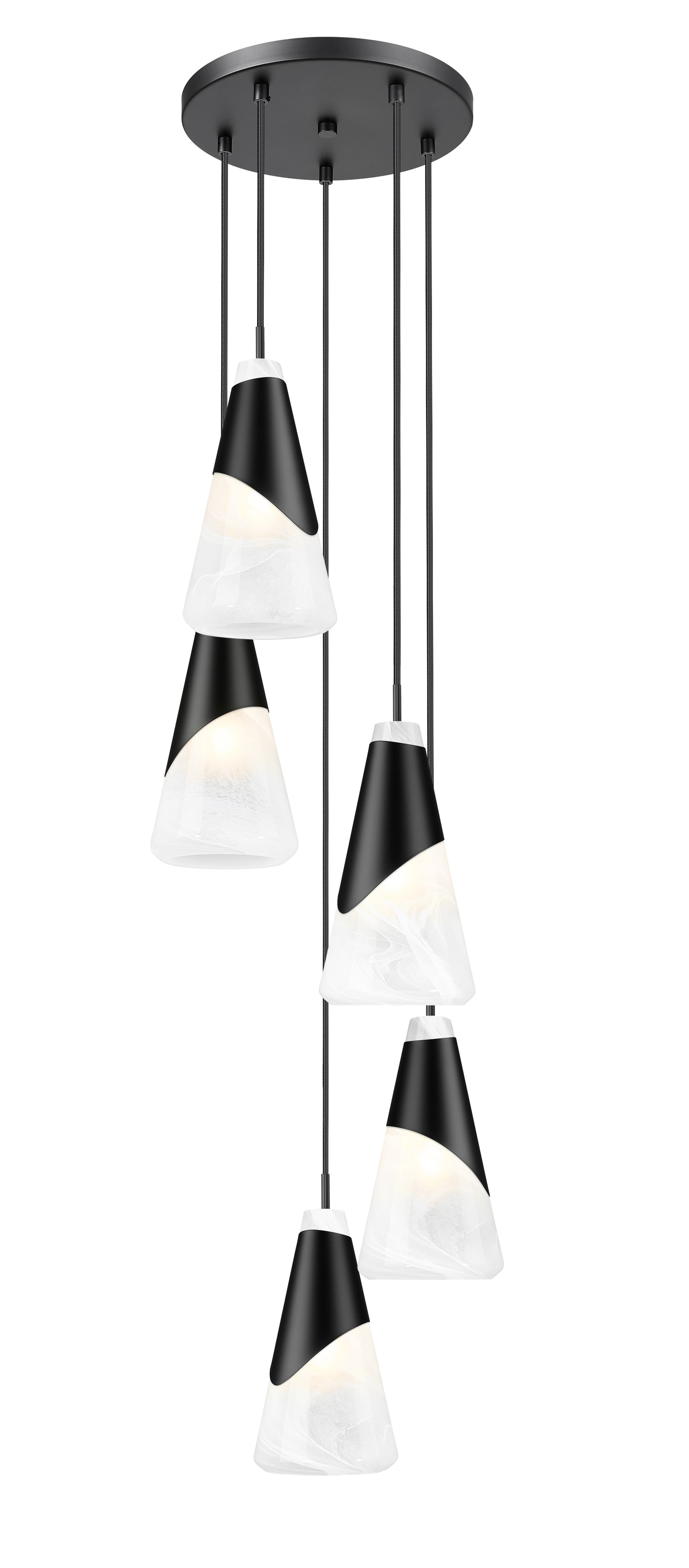 828P6-5R-MB - Aimie 5 Light 12" Chandelier - Matte Black