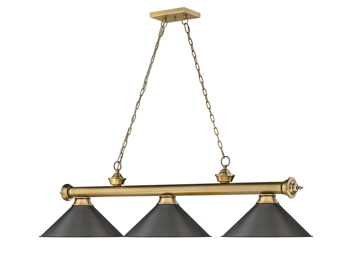 2306-3RB-BRZ15 - Cordon 3 Light 57" Billiard - Rubbed Brass