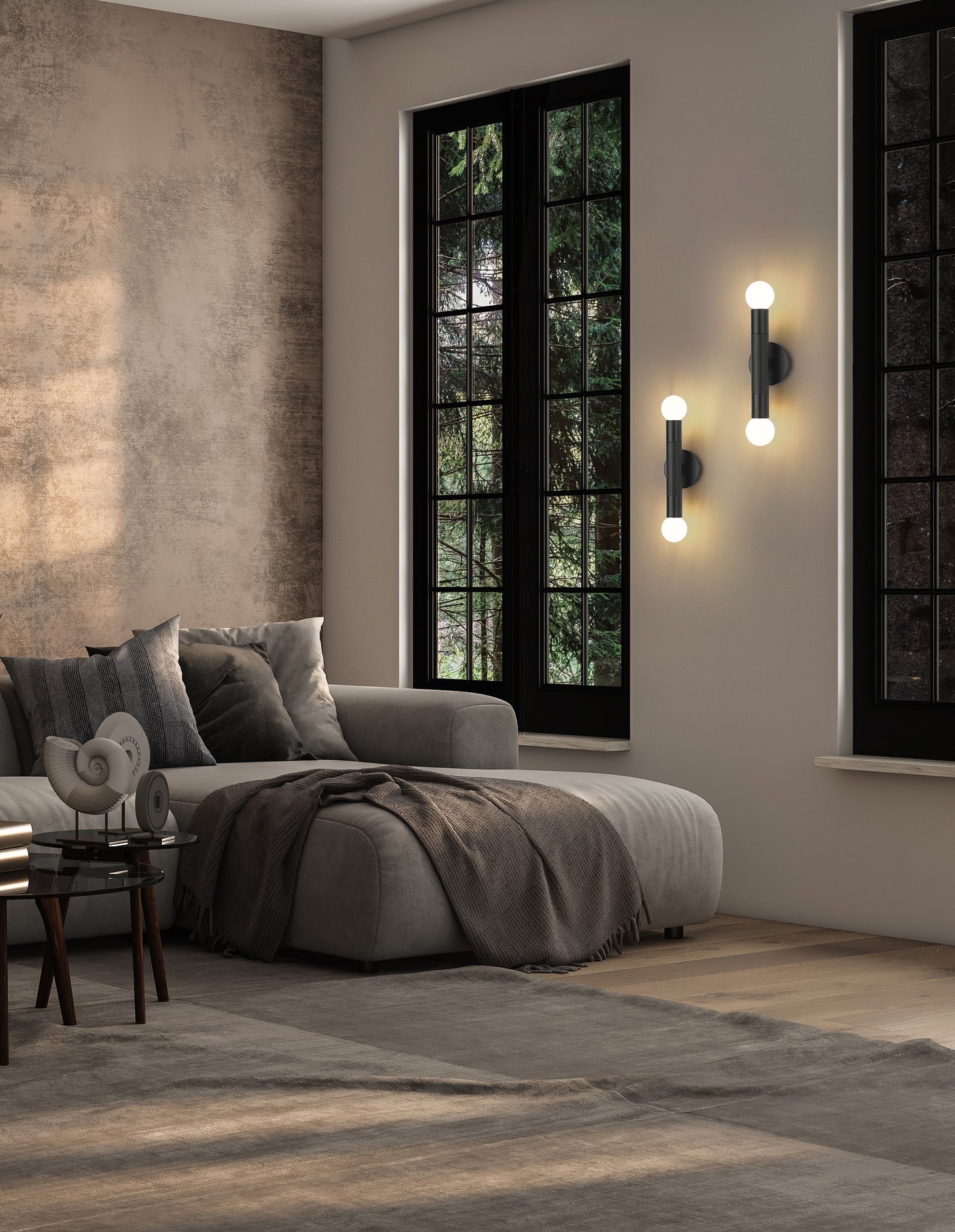 1956-2S-MB - Stari 2 Light Wall 12" Sconce - Matte Black