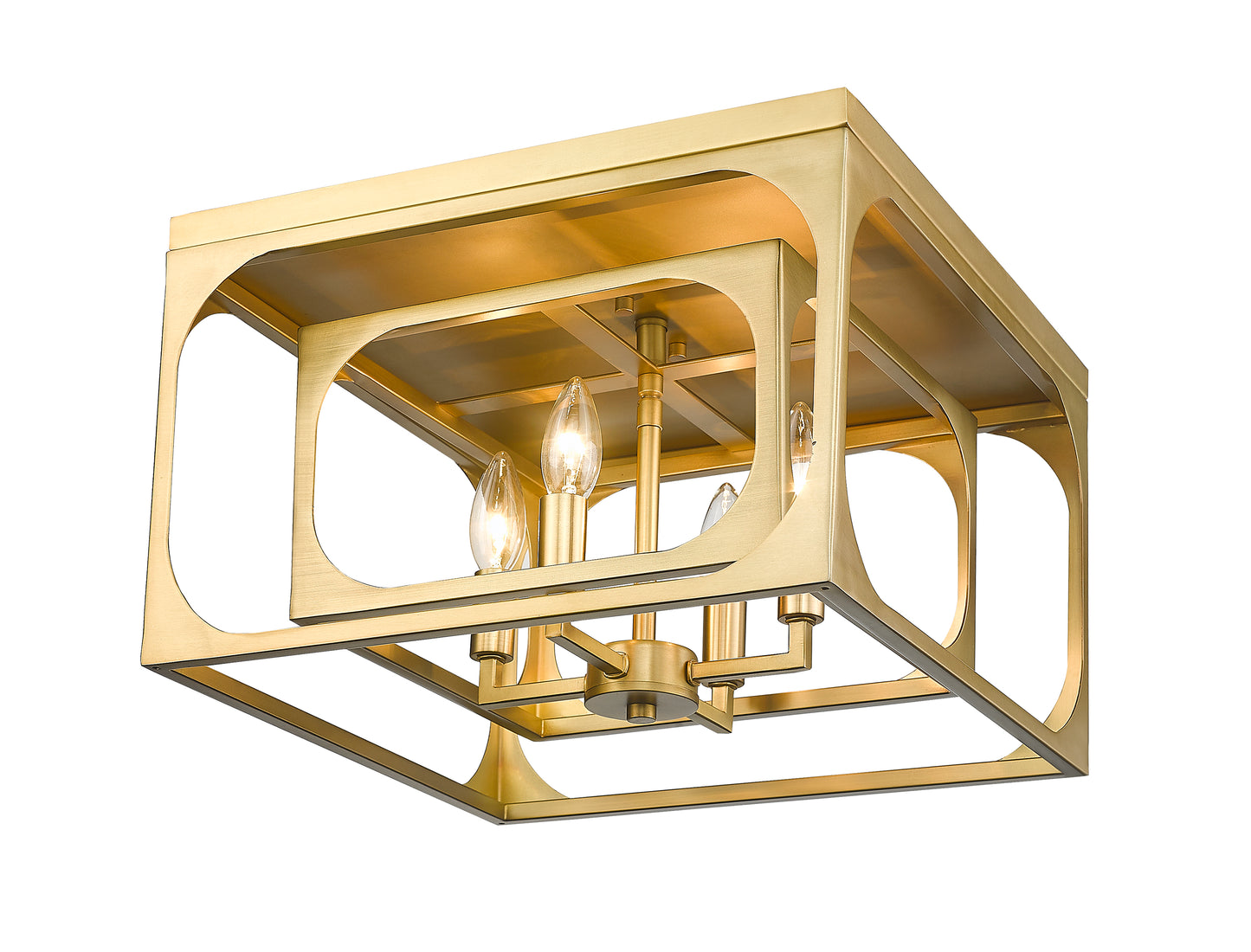 3038F-RB - Easton 4 Light Flush 15" Mount - Rubbed Brass