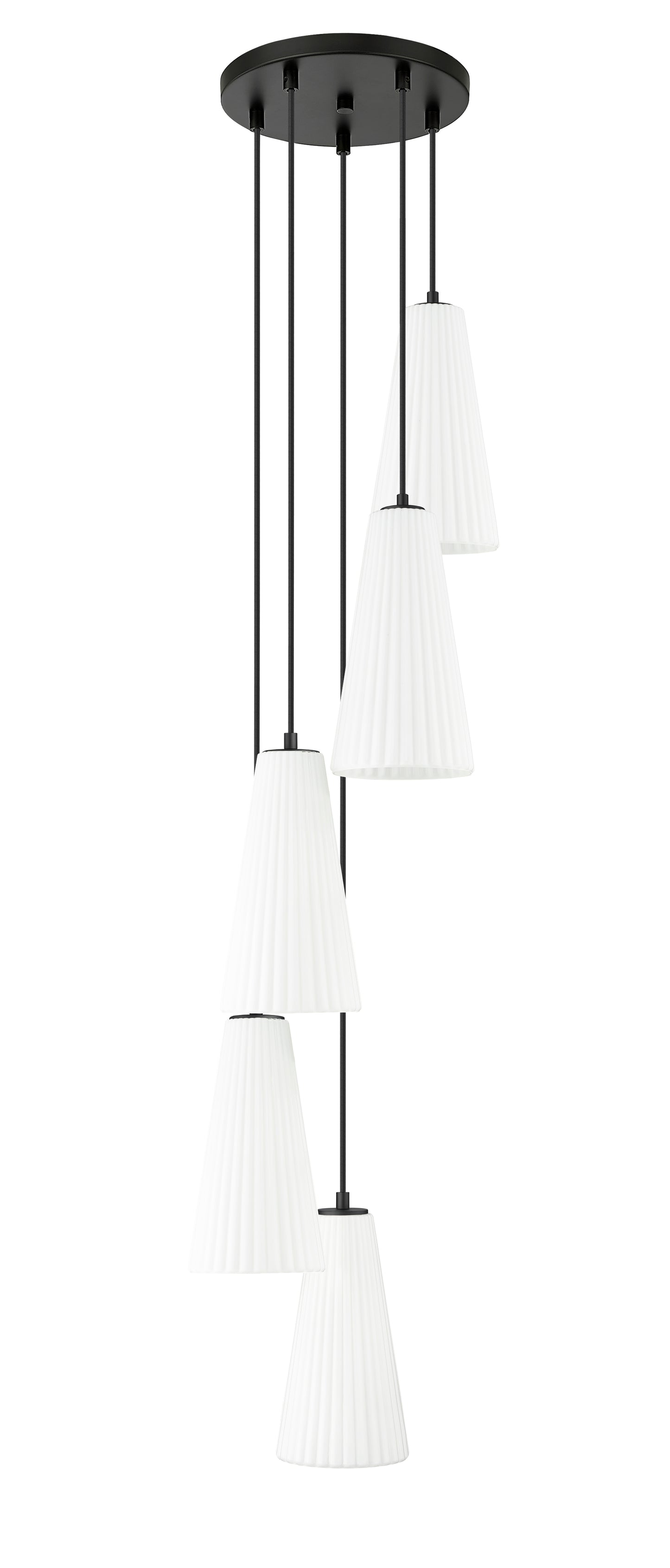 3043P7-5R-MB - Farrell 5 Light 12" Chandelier - Matte Black