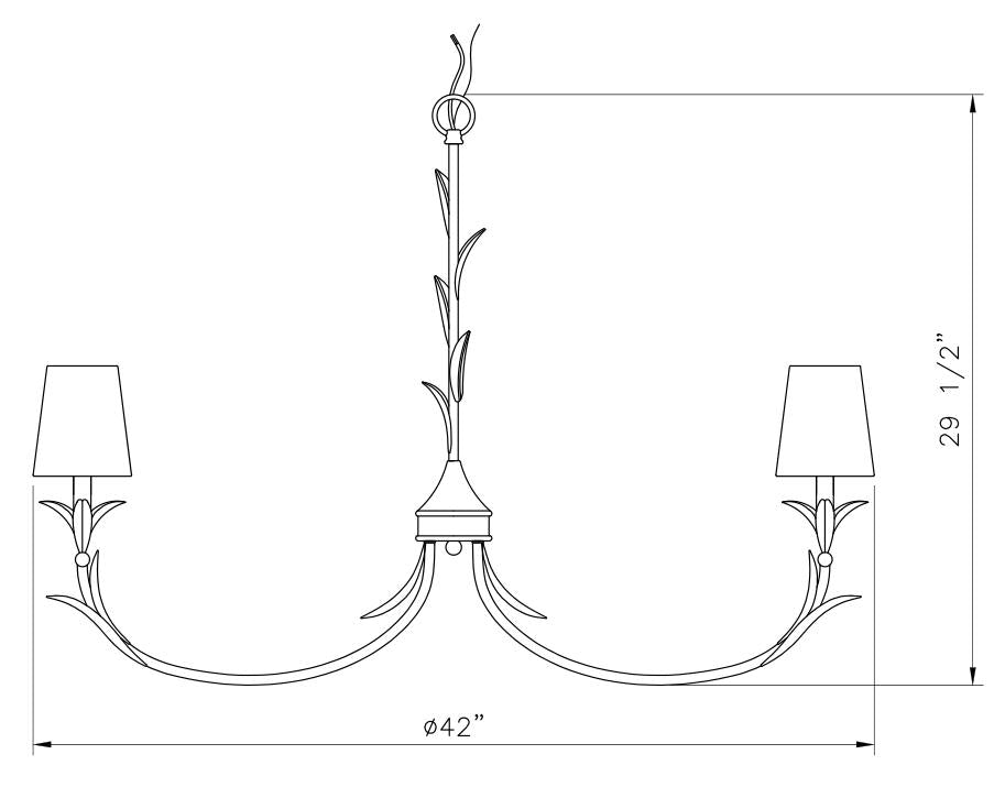 830-42TXWH - Aslin 8 Light 42" Chandelier - Textured White