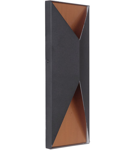 Z3412-TBSB-LED - Peak 2 Light 14" High Outdoor Pocket Sconce - Textured Black / Satin Brass