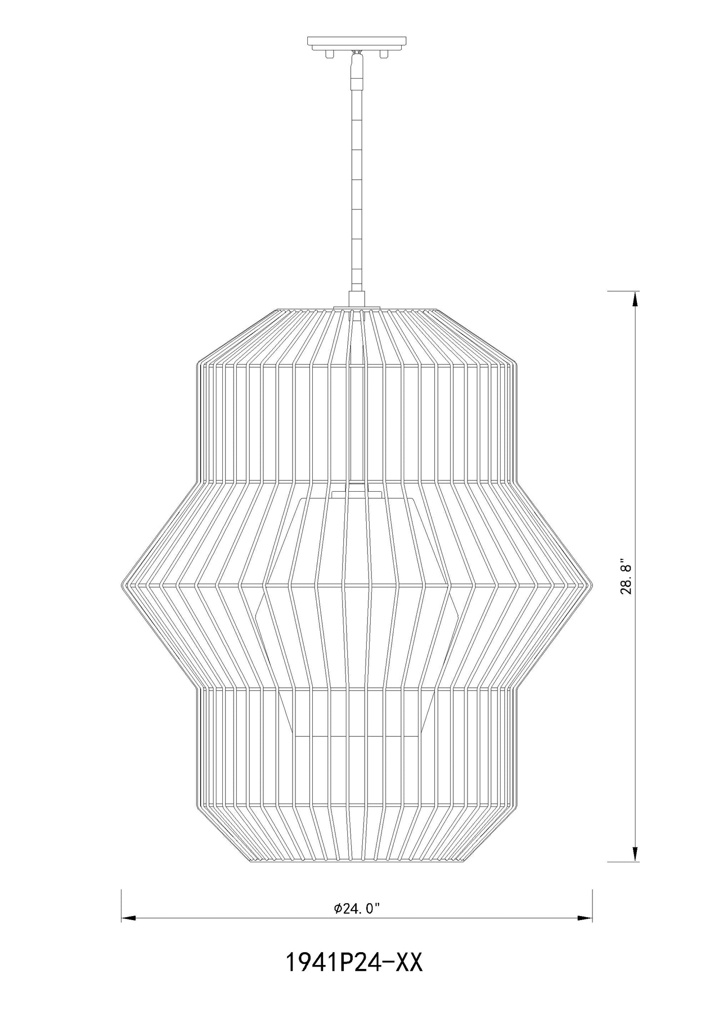 1941P24-MB - Orsay 1 Light 24" Pendant - Matte Black