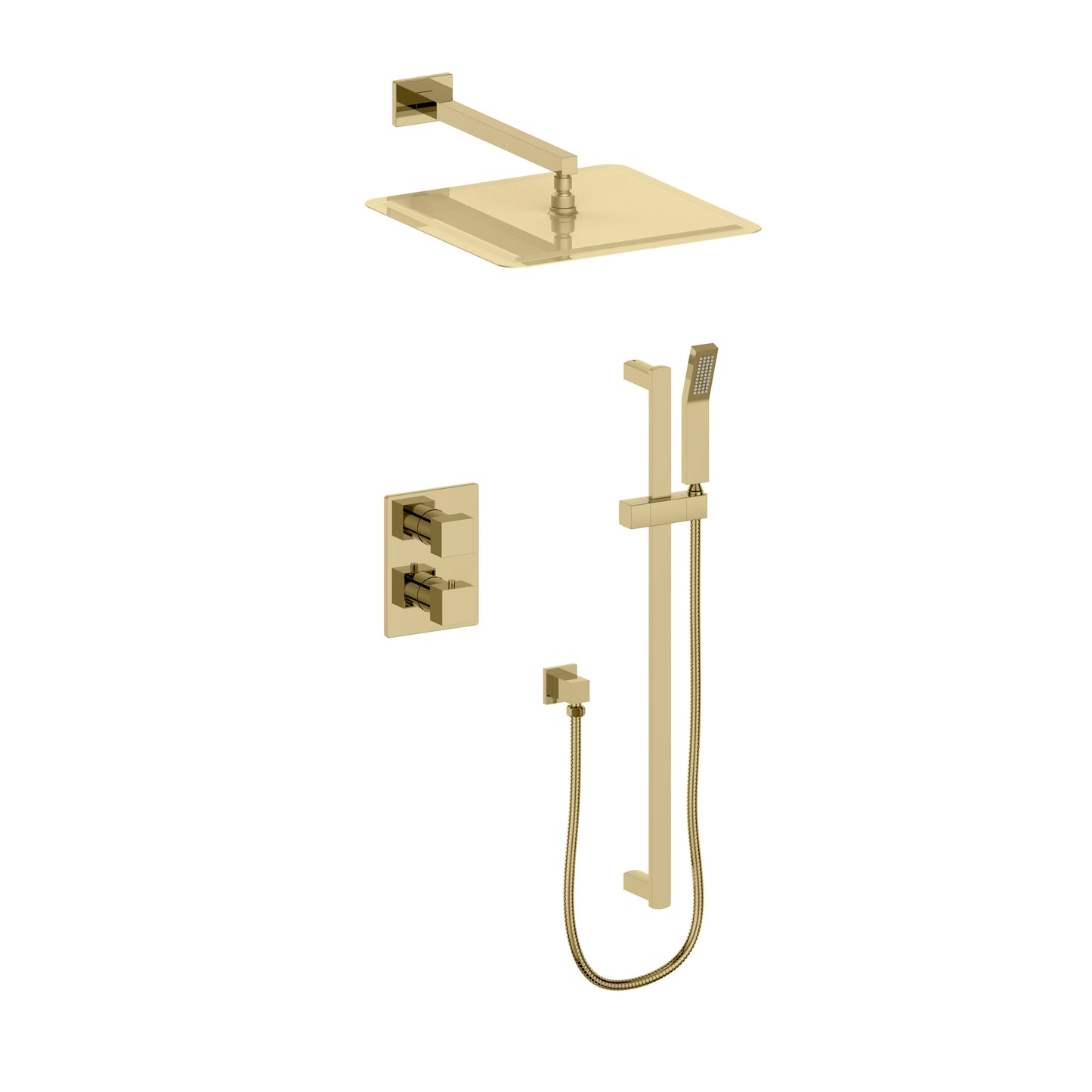 CBY-SHS-T2-PG - Autograph Edition Crystal Bay Thermostatic Shower System in Polished Gold