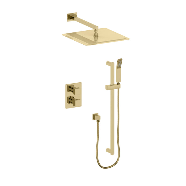 CBY-SHS-T2-PG - Autograph Edition Crystal Bay Thermostatic Shower System in Polished Gold