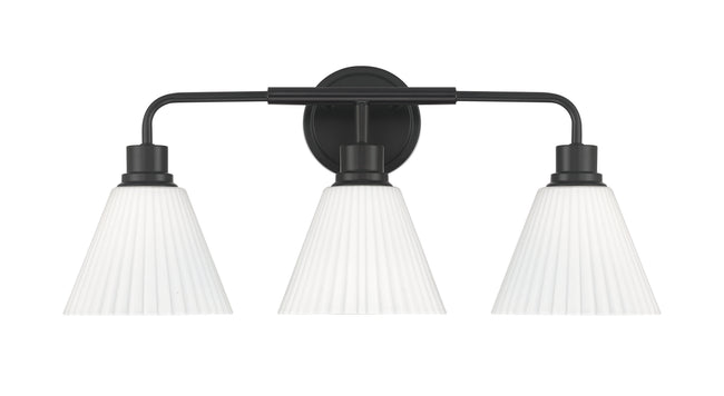 62303-FB - Pleated II 3 Light 25" Wide Vanity Light - Flat Black