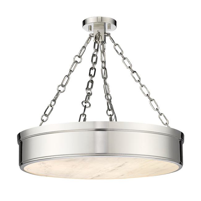 1944SF22-PN-LED - Anders 3 Light Semi Flush 22" Mount - Polished Nickel