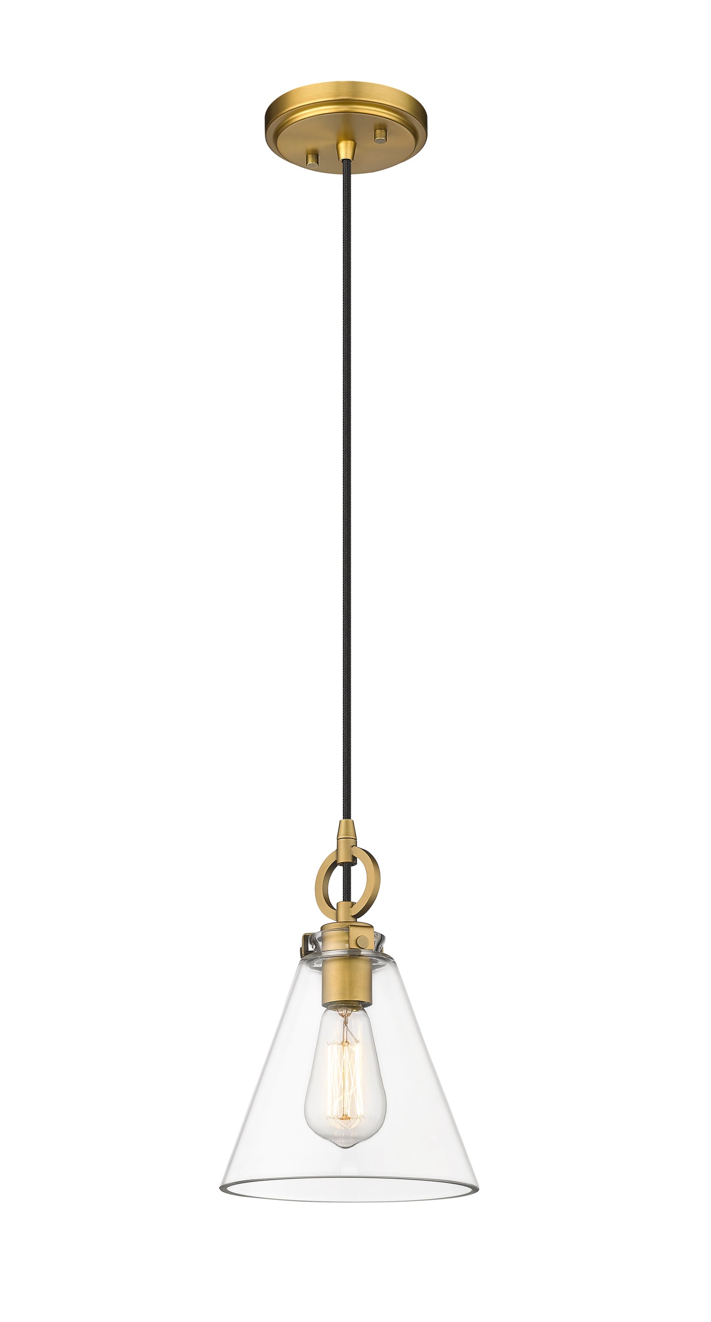 3034P8-RB - Harper 1 Light 8" Pendant - Rubbed Brass