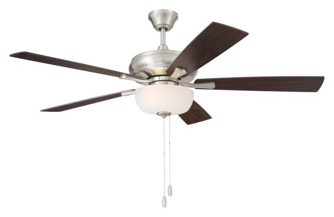 ECF211BNK5-DWWLN - EOS 2 Light Frosted White Bowl 52" Ceiling Fan 52" 5 Blade Ceiling Fan with Light Kit - Brushed Nickel