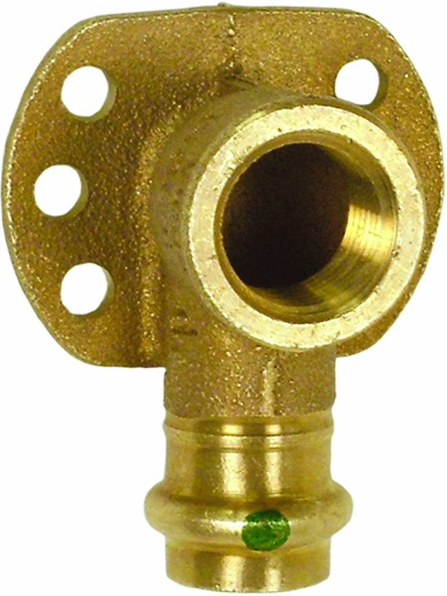 79190 - ProPress Zero Lead Bronze 90-Degree Elbow Drop with Wall Plate with Female 1/2" by 1/2