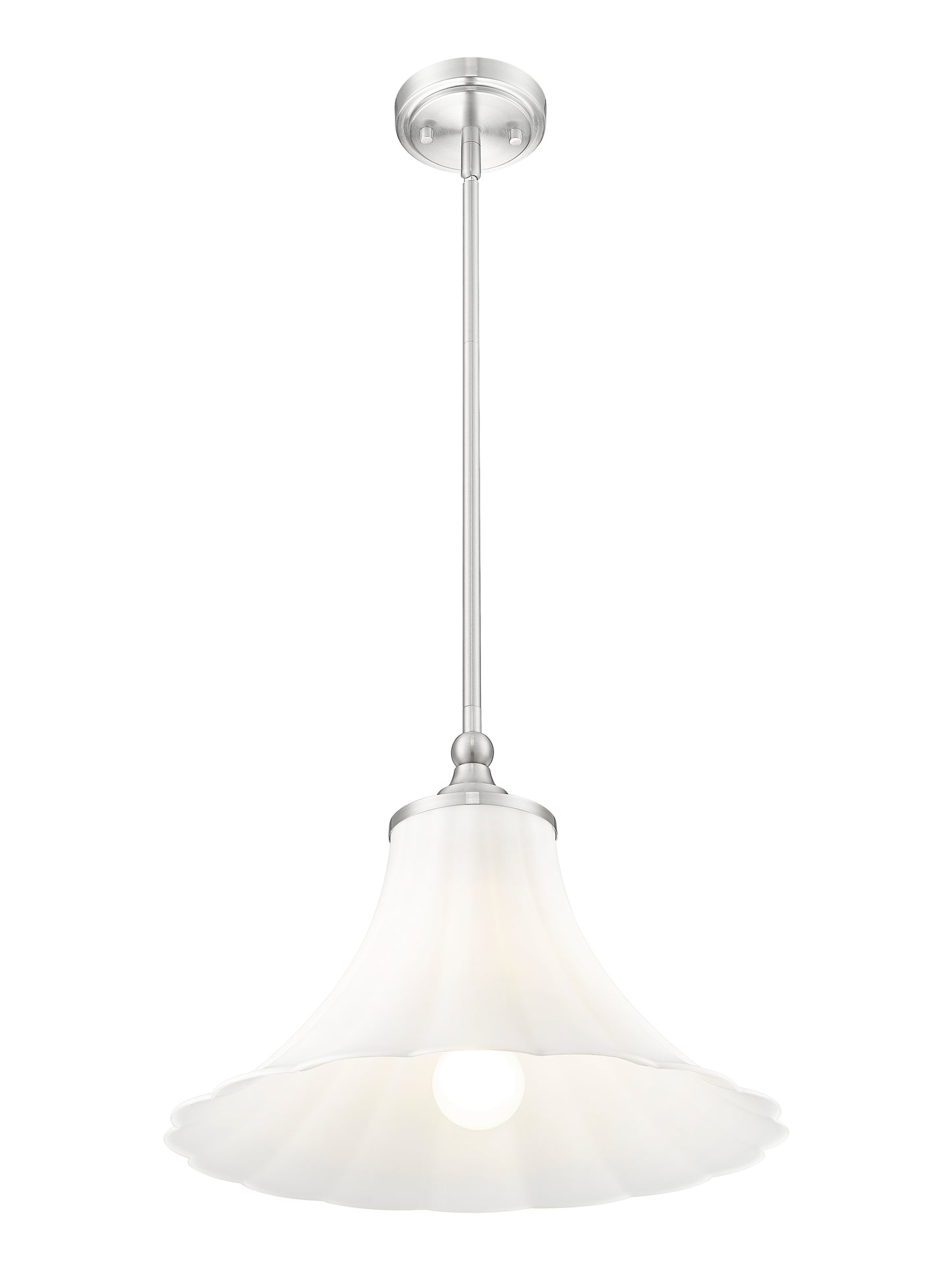 1958P16-BN - Fleur 1 Light 16" Pendant - Brushed Nickel