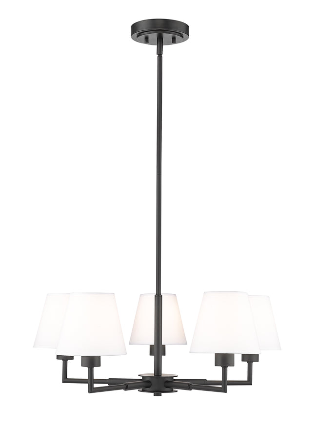 744-26R-MB - Leila 5 Light 26" Chandelier - Matte Black