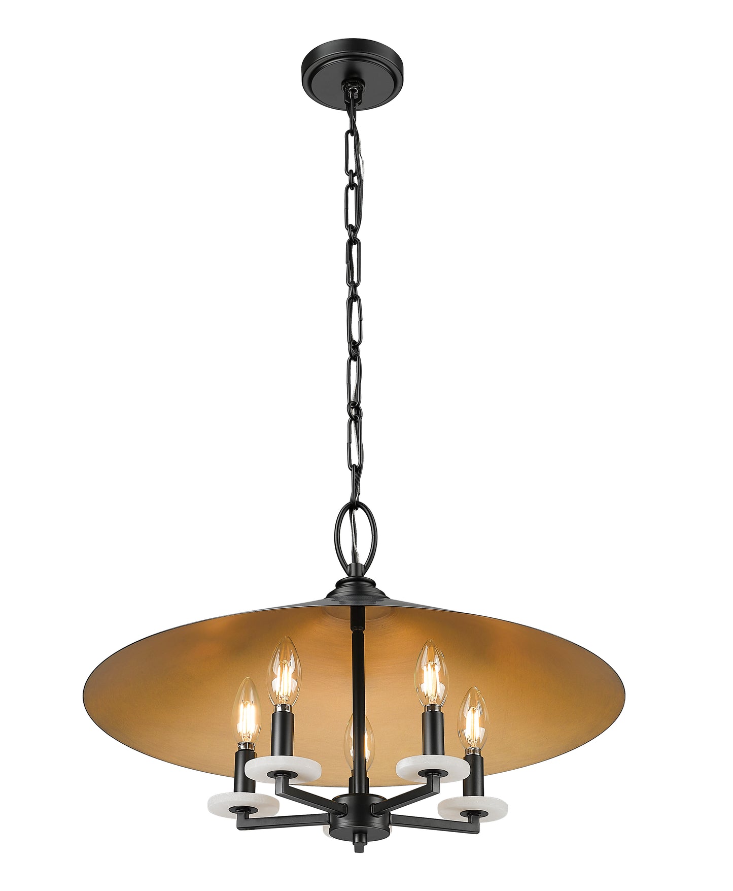 1953-22MB - Rialto 5 Light 22" Pendant - Matte Black