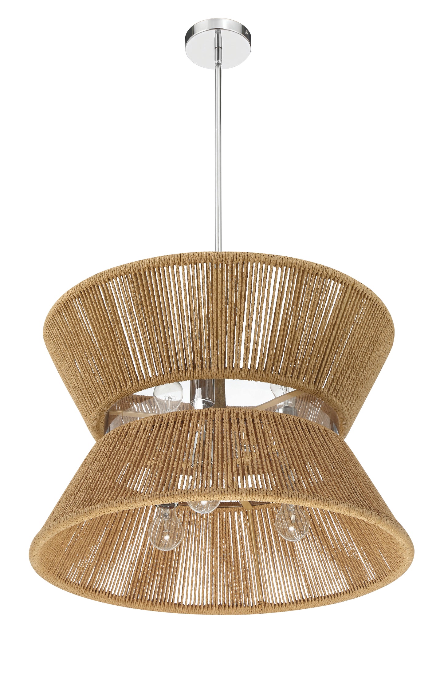 58596-CHWAL - Serena 6 Light 24" Wide Pendant - Chrome / Walnut