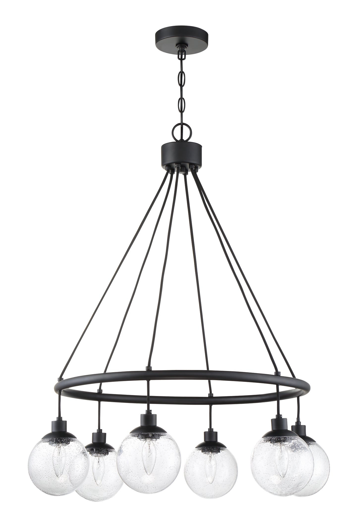 53326-FB - Que 6 Light 28" Wide Chandelier - Flat Black