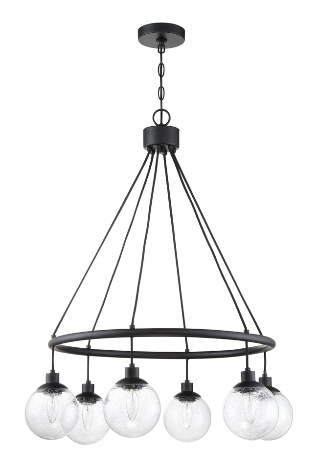 53326-FB - Que 6 Light 28" Wide Chandelier - Flat Black
