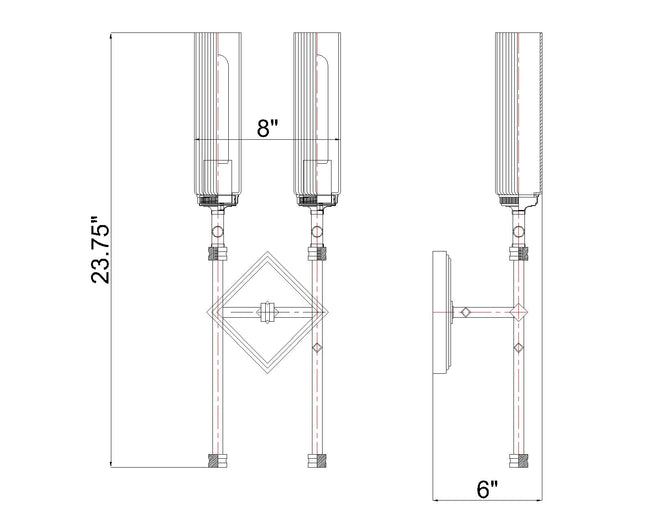 3047-2S-MGLD - Esme 2 Light Wall 24" Sconce - Modern Gold