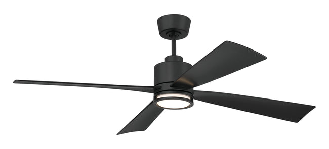 RHT52FB4 - Rhett 52" 4-Blade Indoor/Outdoor Ceiling Fan Damp Rated 52" 4 Blade Indoor Outdoor Ceiling Fan with Light Kit - Flat Black