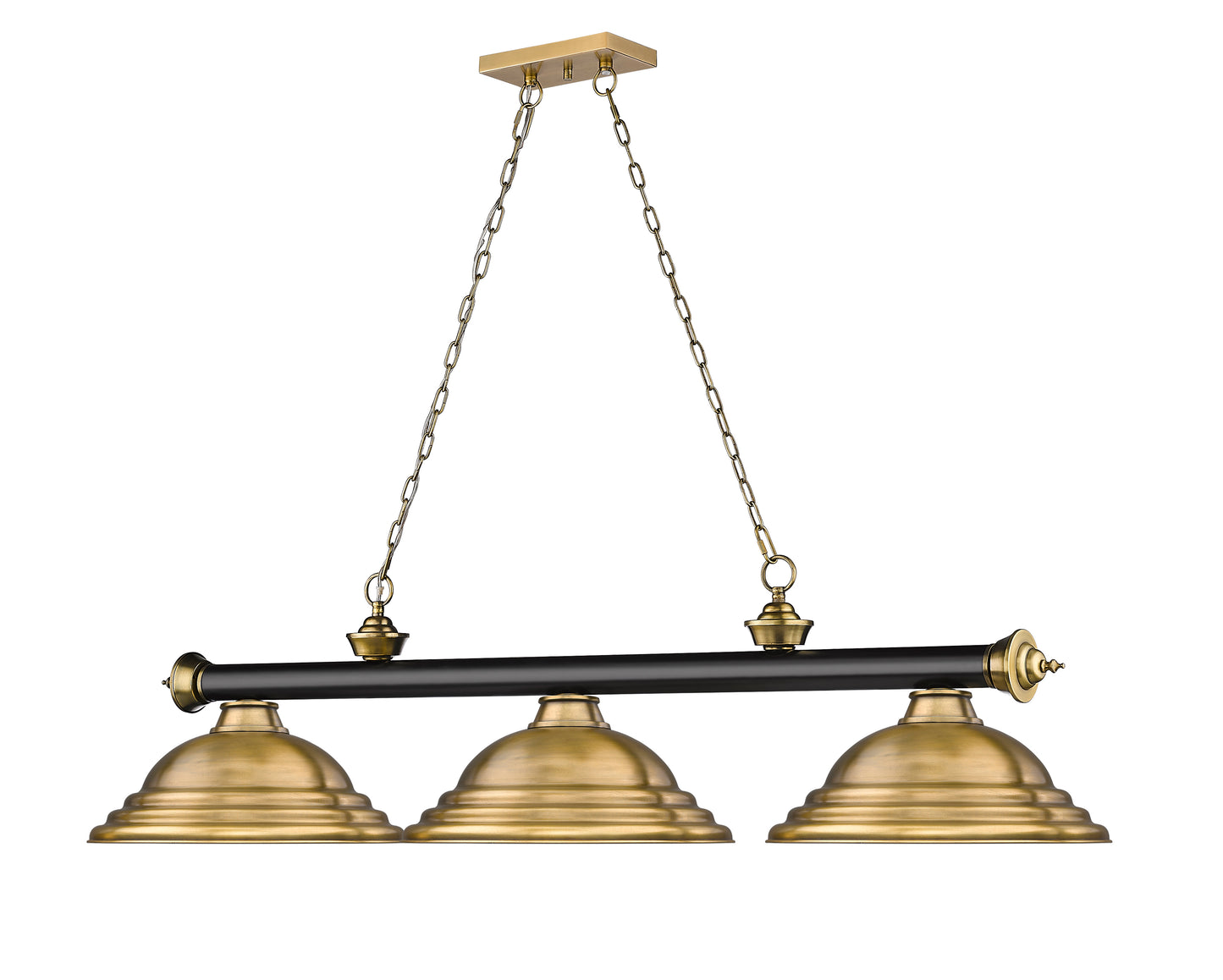 2306-3MB-RB-SRB - Cordon 3 Light 58" Billiard - Matte Black / Rubbed Brass