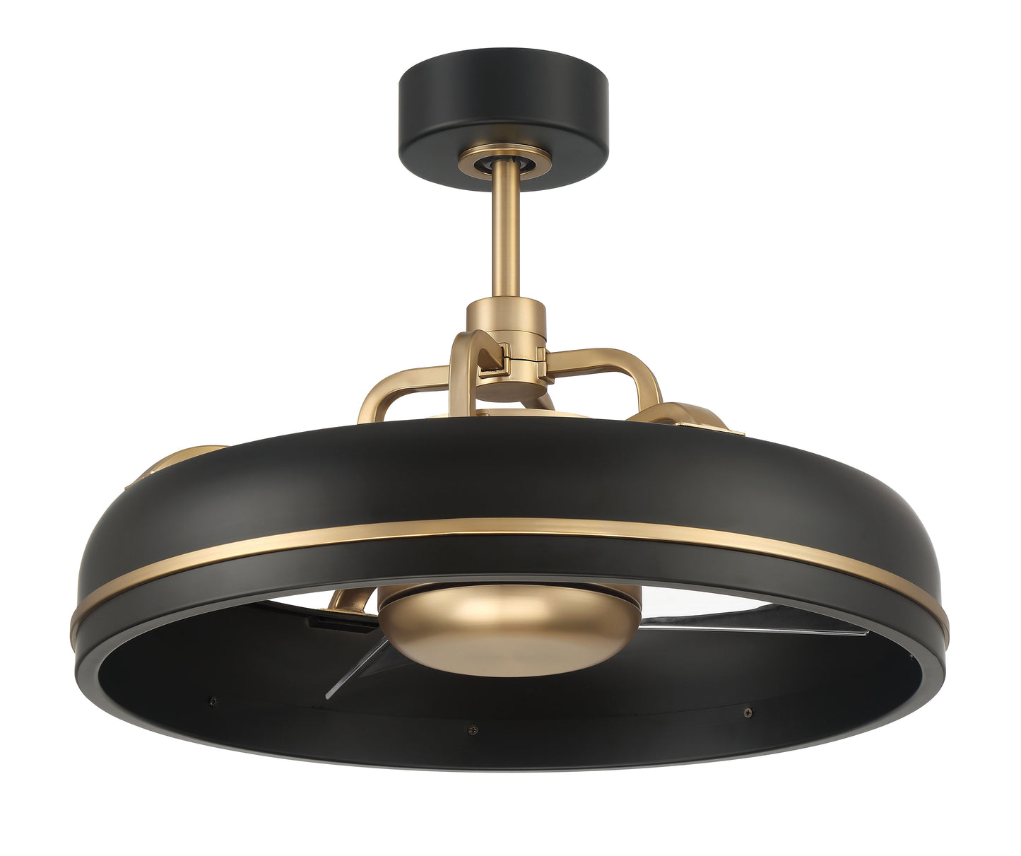 TYL24FBSB3-NWF - Taylor 18" Fandelier no Wifi 20" 3 Blade Indoor Outdoor Ceiling Fan with Light Kit - Flat Black / Satin Brass