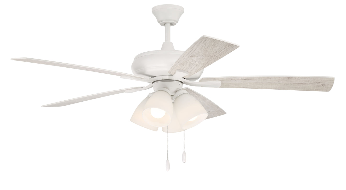 ECF114W5-WWOK - Eos Frost 4 Light 52" 5 Blade Ceiling Fan with Light Kit - White
