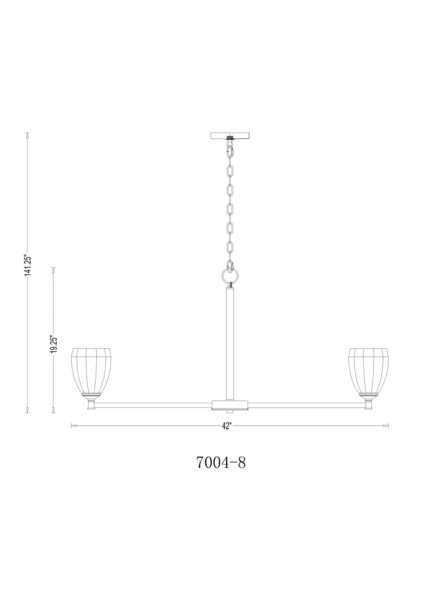 7004-8MB - Oren 8 Light 42" Chandelier - Matte Black