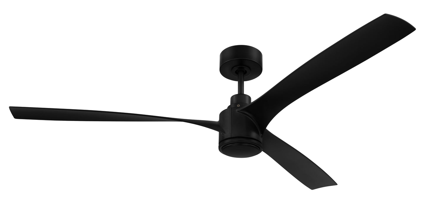 PHB60FB3-NWF - Phoebe 60" Indoor/Outdoor Ceiling fan no Wifi 60" 3 Blade Indoor Outdoor Ceiling Fan with Light Kit - Flat Black