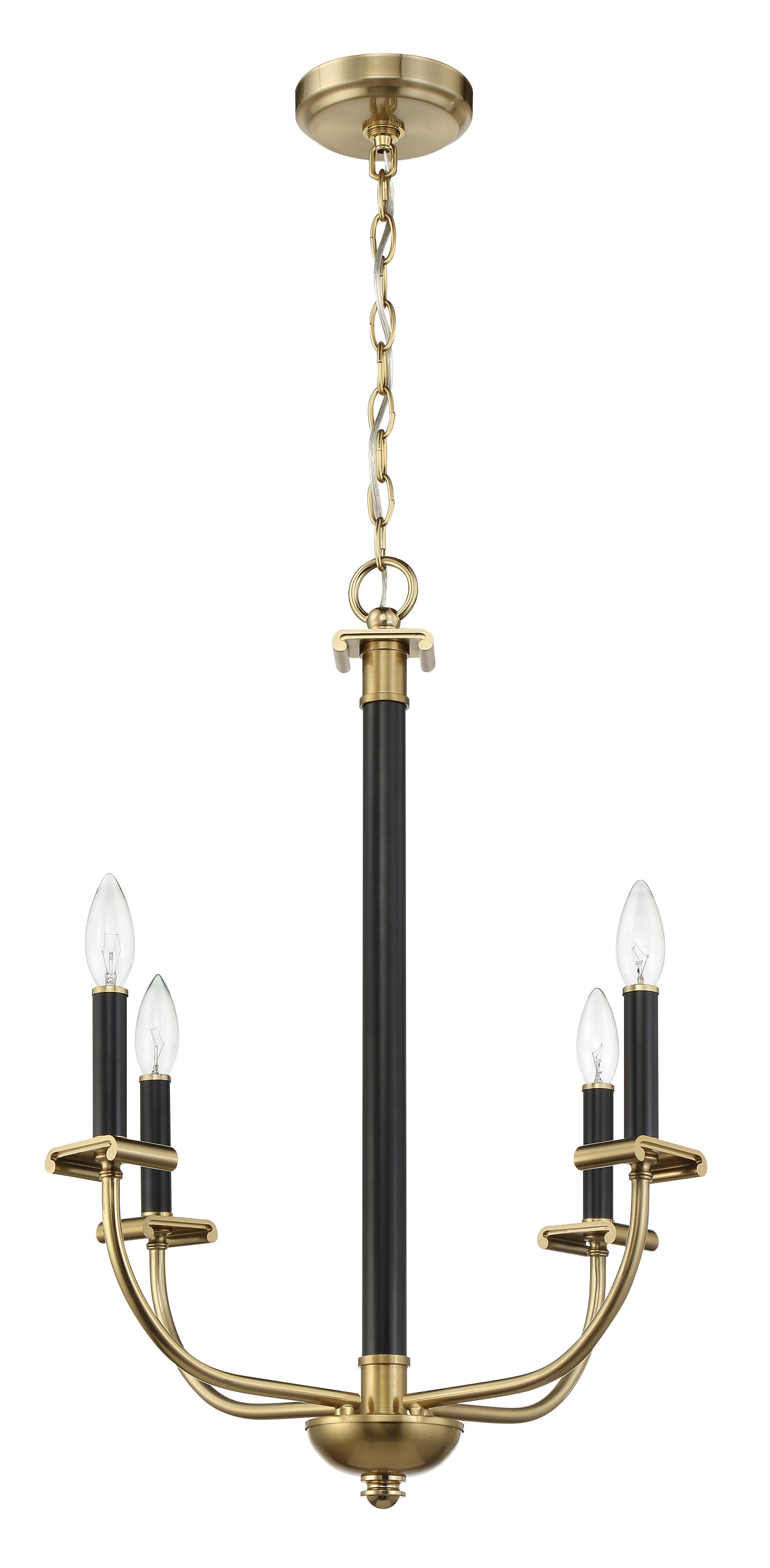 54824-FBSB - Stanza 4 Light 20" Wide Chandelier - Flat Black / Satin Brass