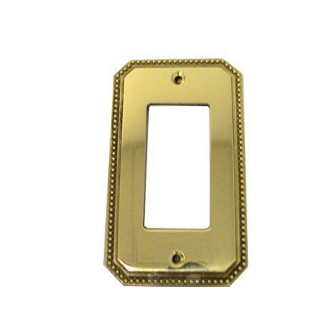8005/S.3 - Beaded Single Rocker Cutout Switchplate - Polished Brass Lacquered