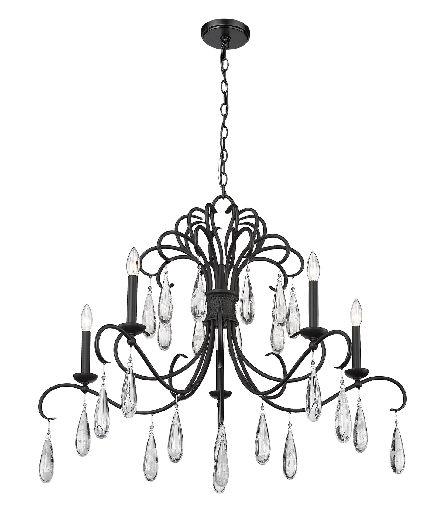 3039-38MB - Amara 5 Light 38" Chandelier - Matte Black