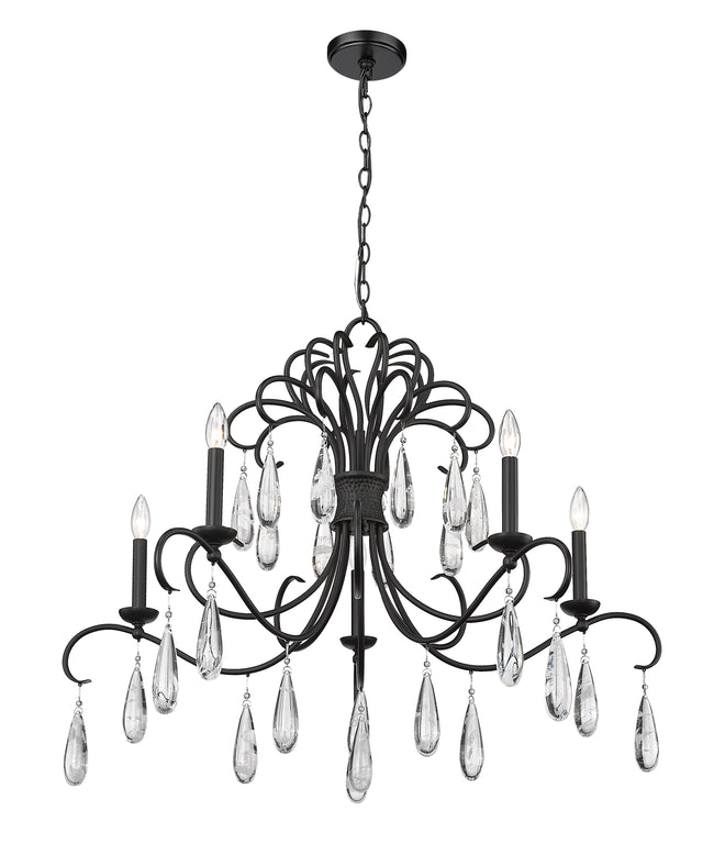 3039-38MB - Amara 5 Light 38" Chandelier - Matte Black