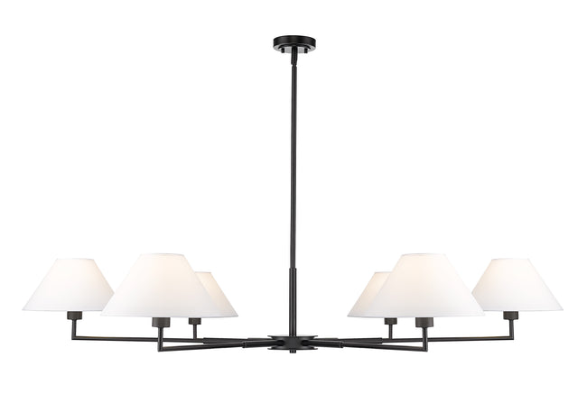 744-63R-MB - Leila 6 Light 63" Chandelier - Matte Black