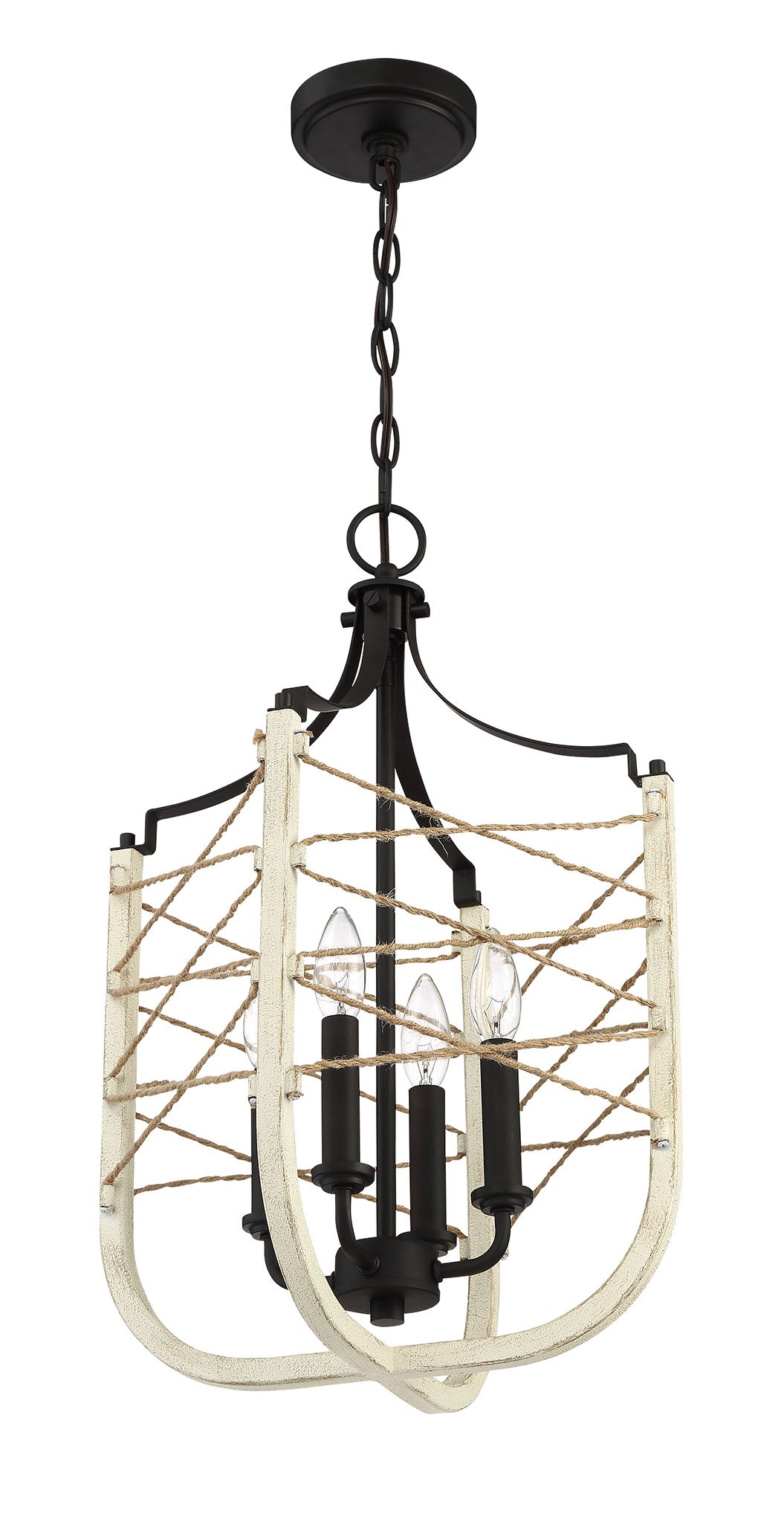 52334-CWESP - Cavendish 4 Light 14" Wide Foyer Light - Cottage White / Espresso