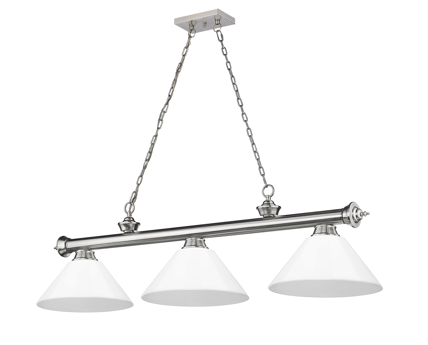 2306-3BN-PWH - Cordon 3 Light 57" Billiard - Brushed Nickel