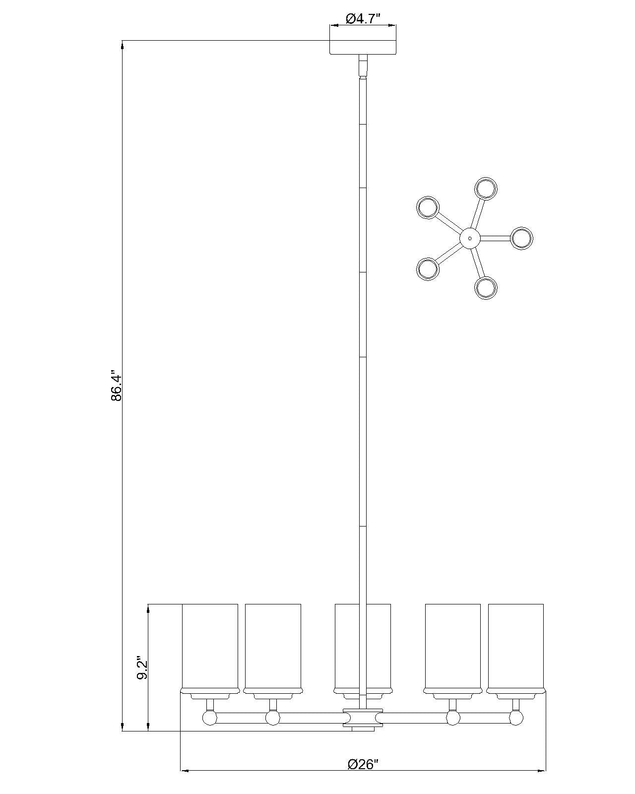742-5BN - Thayer 5 Light 26" Chandelier - Brushed Nickel