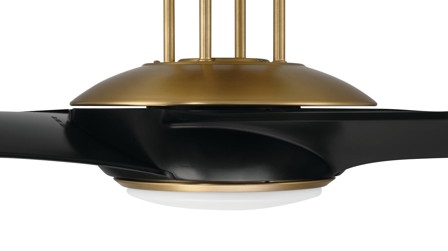 CAM54FBSB4 - Cam 54" 4 Blade Ceiling Fan with Light Kit - Flat Black / Satin Brass