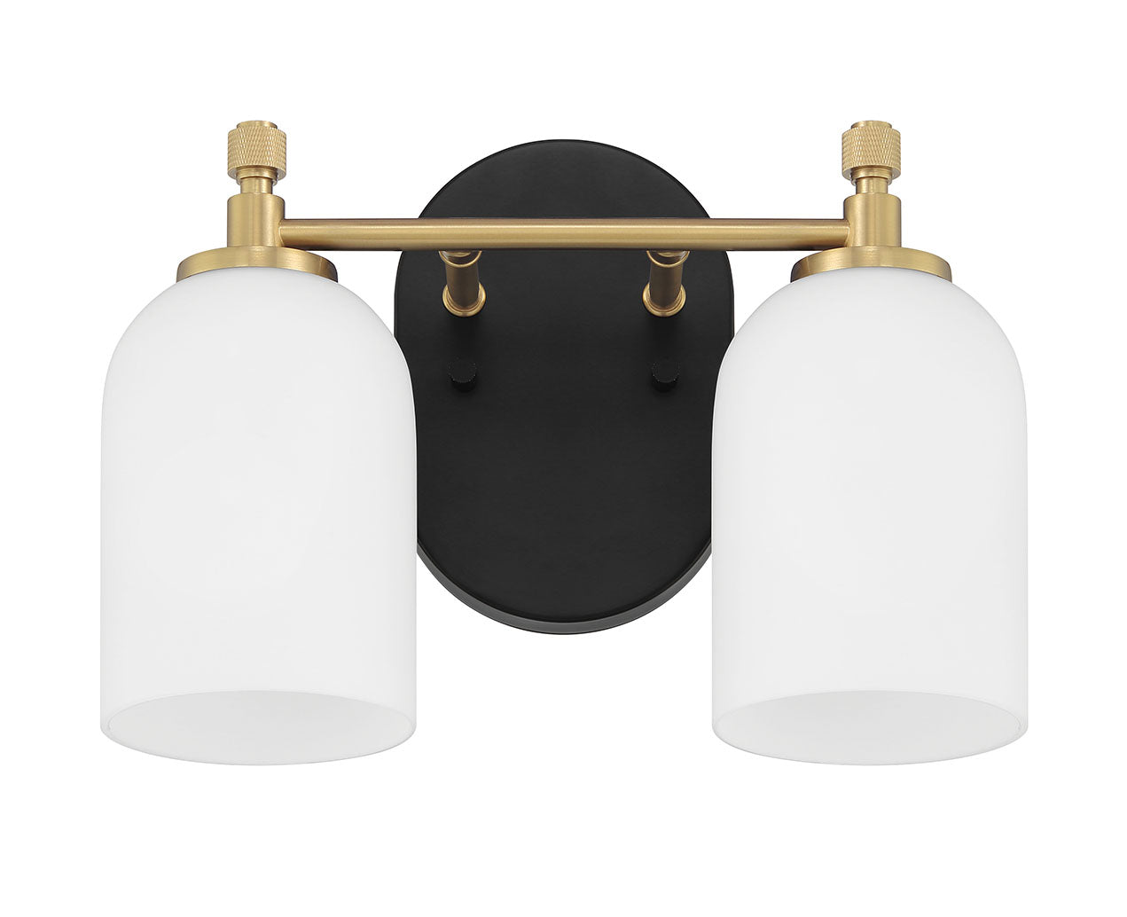 60302-FBSB - Council 2 Light 12.25" Wide Vanity Light - Flat Black / Satin Brass