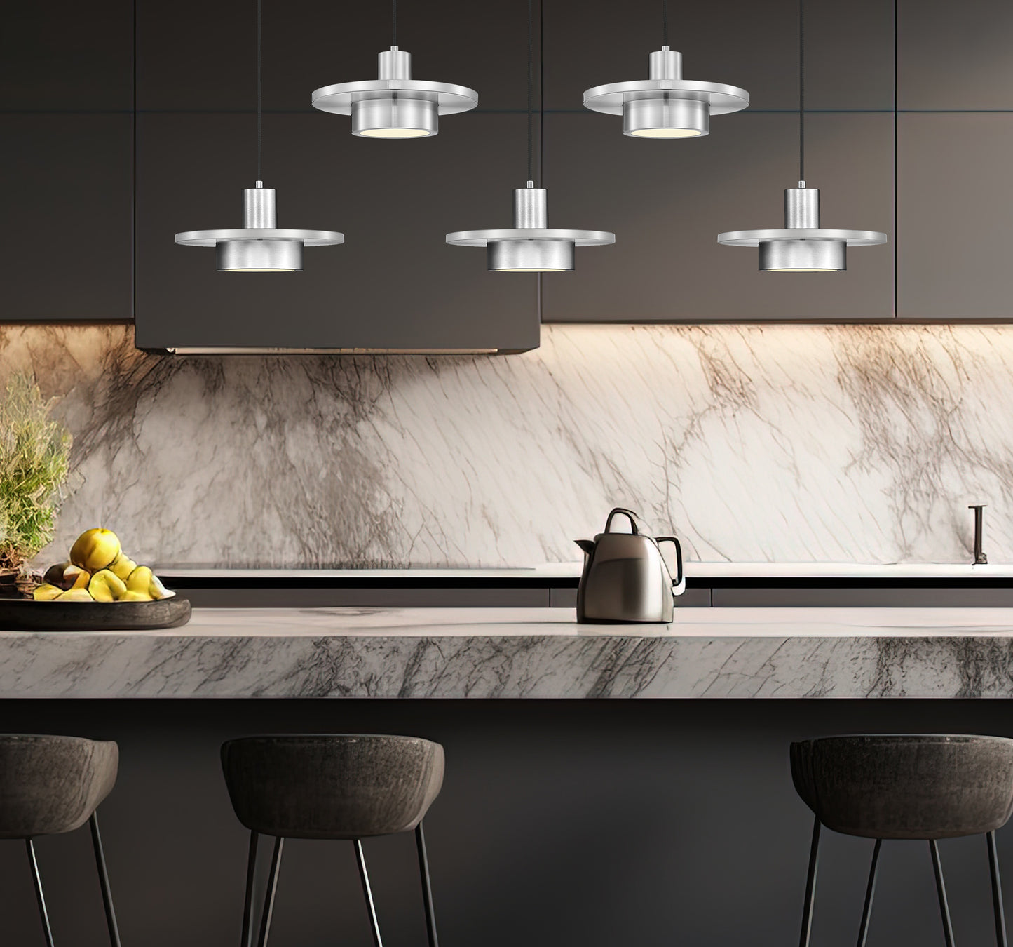 829P12-5L-BN-LED - Ludo 5 Light Linear 52" Chandelier - Brushed Nickel